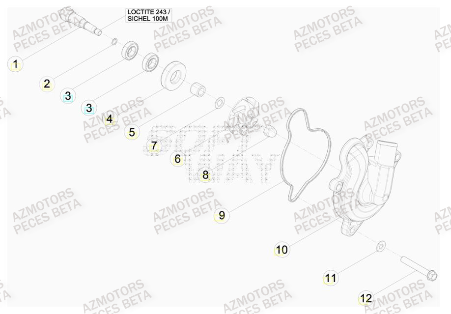 Pompe A Eau AZMOTORS PiÃ¨ces Beta RR 4T 480 Enduro - 2015