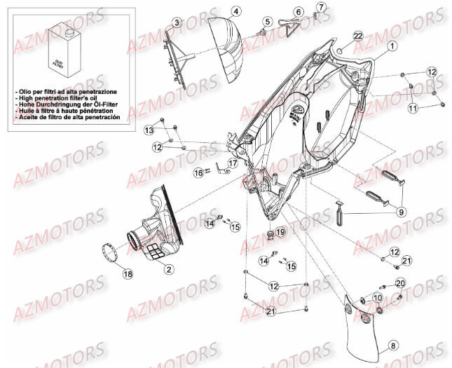 Boitier Du Filtre AZMOTORS PiÃ¨ces Beta RR 4T 498 Enduro - 2012