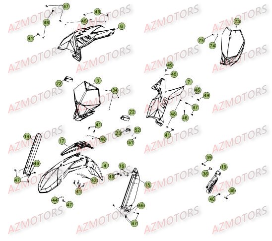 Carenages   Reservoir   Selle 2 AZMOTORS PiÃ¨ces Beta RR 4T 498 Enduro - 2012