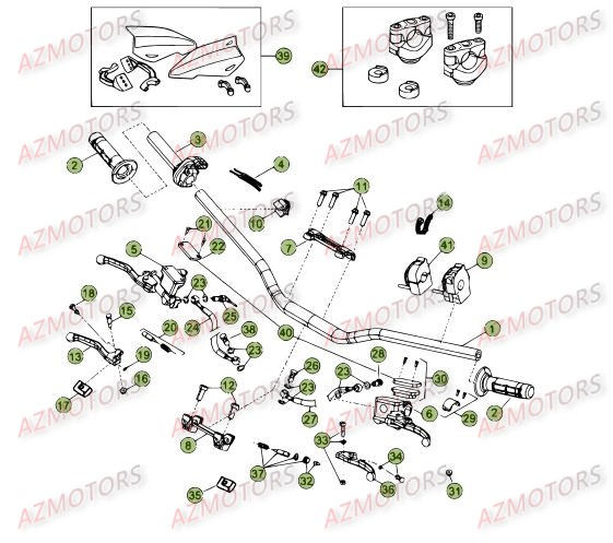 Commandes   Guidon AZMOTORS PiÃ¨ces Beta RR 4T 498 Enduro - 2012
