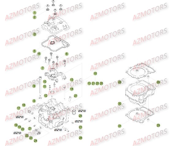 Cylindre   Culasse   Distribution AZMOTORS PiÃ¨ces Beta RR 4T 498 Enduro - 2012