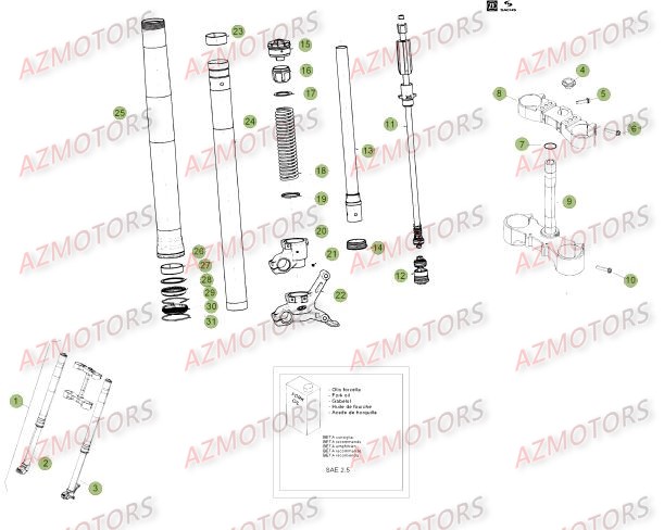 Fourche Du No Serie 300405 A 350000 AZMOTORS PiÃ¨ces Beta RR 4T 498 Enduro - 2012
