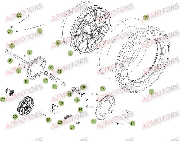 Roue Arriere Du No Serie 300405 A 350000 AZMOTORS PiÃ¨ces Beta RR 4T 498 Enduro - 2012