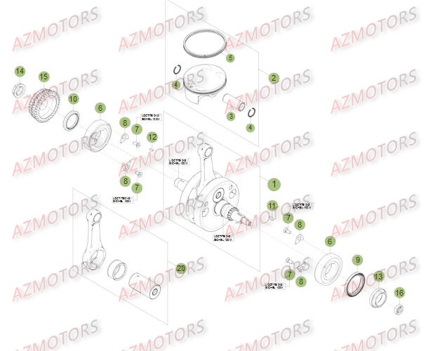 Vilebrequin   Piston   Contre Arbre 2 AZMOTORS PiÃ¨ces Beta RR 4T 498 Enduro - 2012
