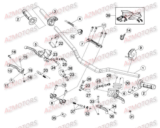Commandes   Guidon AZMOTORS PiÃ¨ces Beta RR 4T 498 Enduro - 2013