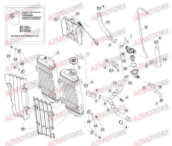 Installation De Refroidissement [2] AZMOTORS PiÃ¨ces Beta RR 4T 498 Enduro - 2013
