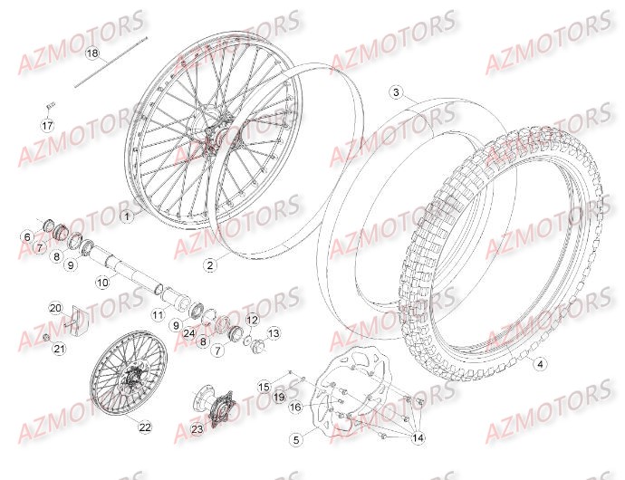 Roue Avant AZMOTORS PiÃ¨ces Beta RR 4T 498 Enduro - 2013