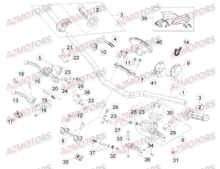 Commandes   Guidon AZMOTORS PiÃ¨ces Beta RR 4T 498 Enduro - 2014