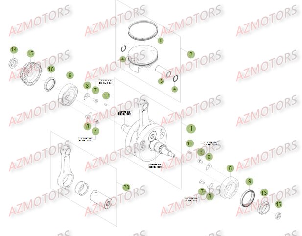 Vilebrequin   Piston   Contre Arbre 2 AZMOTORS PiÃ¨ces Beta RR 4T 498 Enduro - 2014