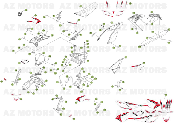 Carenages   Reservoir   Selle AZMOTORS PiÃ¨ces Beta RR 4T 520 Enduro - 2011