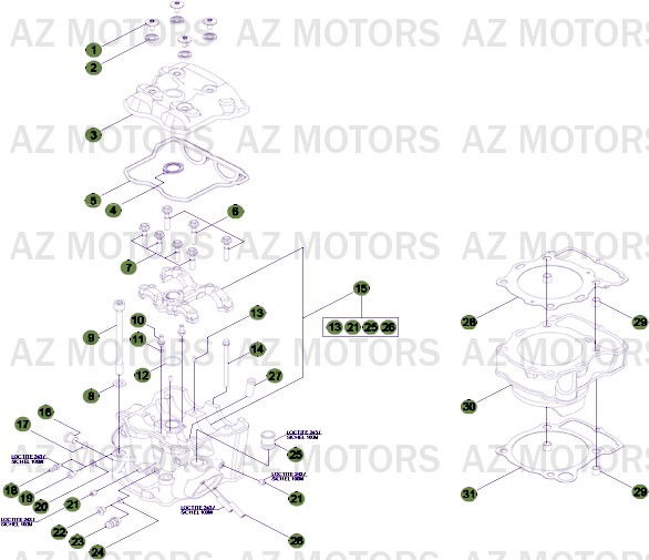 Cylindre   Culasse   Distribution AZMOTORS PiÃ¨ces Beta RR 4T 520 Enduro - 2011