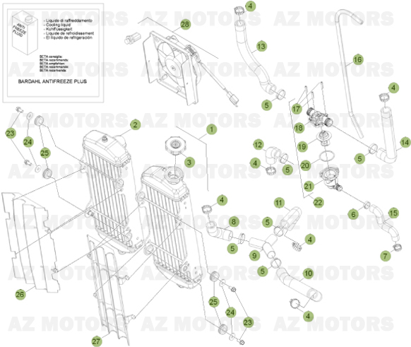 Radiateur AZMOTORS PiÃ¨ces Beta RR 4T 520 Enduro - 2011