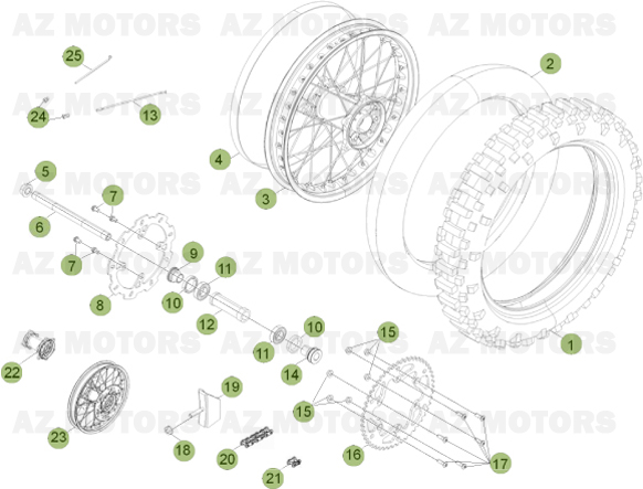 Roue Arriere AZMOTORS PiÃ¨ces Beta RR 4T 520 Enduro - 2011