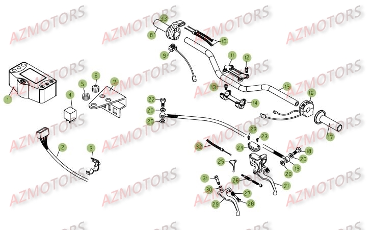 Commandes Guidon AZMOTORS PiÃ¨ces BETA RR 4T 525 - [2006-2005]