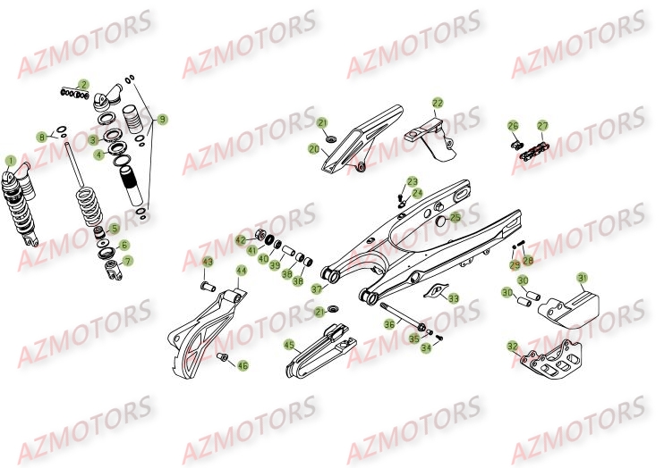 Suspension Arriere AZMOTORS PiÃ¨ces BETA RR 4T 525 - [2006-2005]