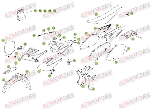 Carenages Reservoir Selle AZMOTORS PiÃ¨ces Beta RR 4T 525 Enduro - 2009