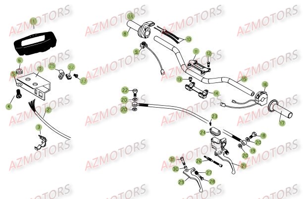 Commandes Guidon AZMOTORS PiÃ¨ces Beta RR 4T 525 Enduro - 2009