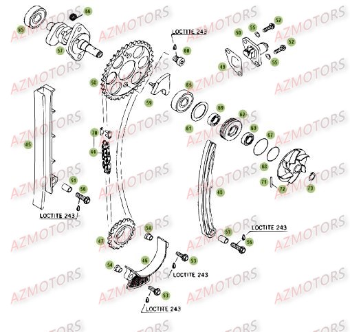 Cylindre Culasse Distribution 3 AZMOTORS PiÃ¨ces Beta RR 4T 525 Enduro - 2009