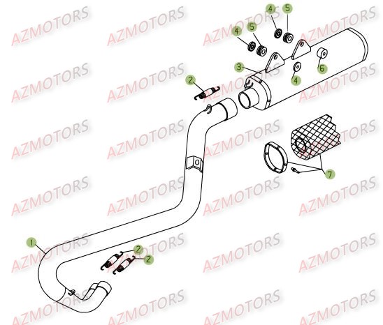Echappement AZMOTORS PiÃ¨ces Beta RR 4T 525 Enduro - 2009