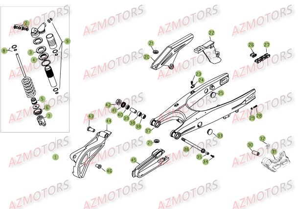 Fourche Arriere Suspension Ar AZMOTORS PiÃ¨ces Beta RR 4T 525 Enduro - 2009