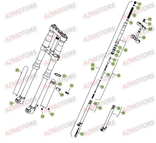 Fourche AZMOTORS PiÃ¨ces Beta RR 4T 525 Enduro - 2009