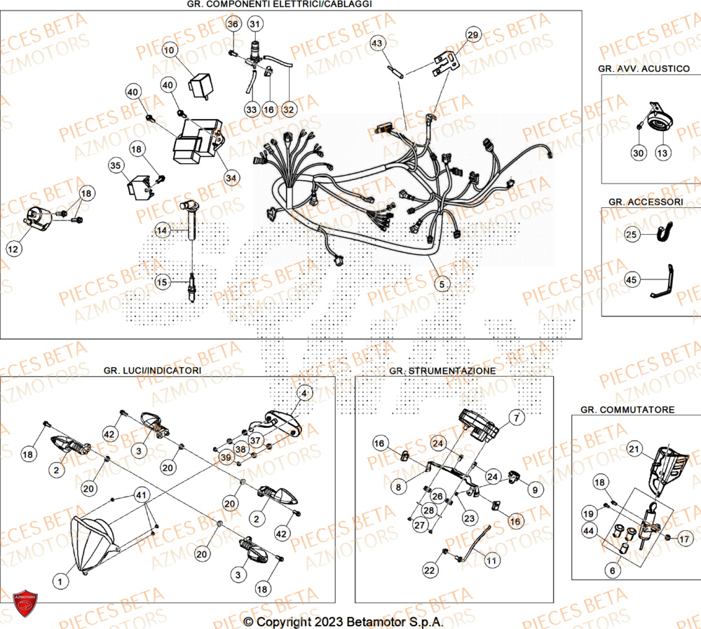 Equipement Electrique AZMOTORS PiÃ¨ces Beta RR 50 RACE - 2025