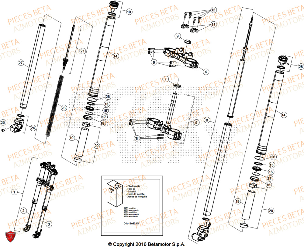 Fourche AZMOTORS PiÃ¨ces Beta RR 50 RACE - 2025