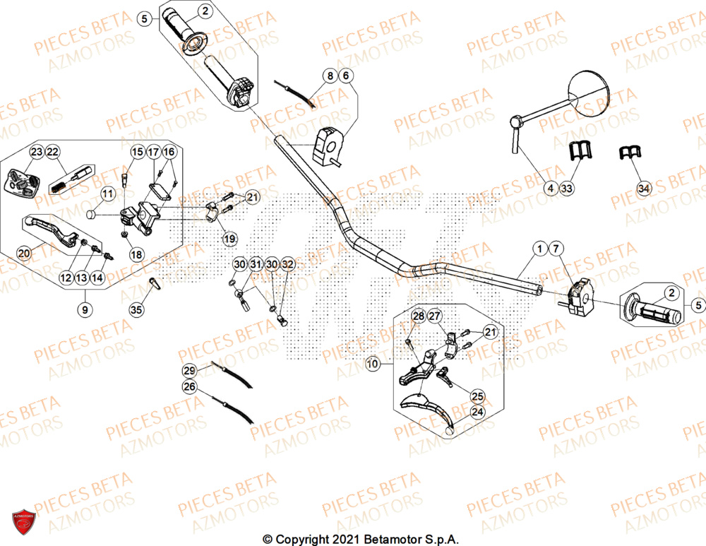 Guidon AZMOTORS PiÃ¨ces Beta RR 50 RACE - 2025