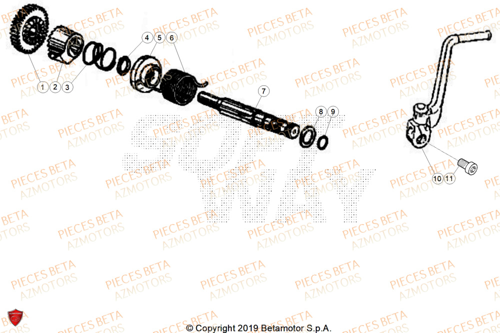 Kick Starter AZMOTORS PiÃ¨ces Beta RR 50 SPORT - 2025