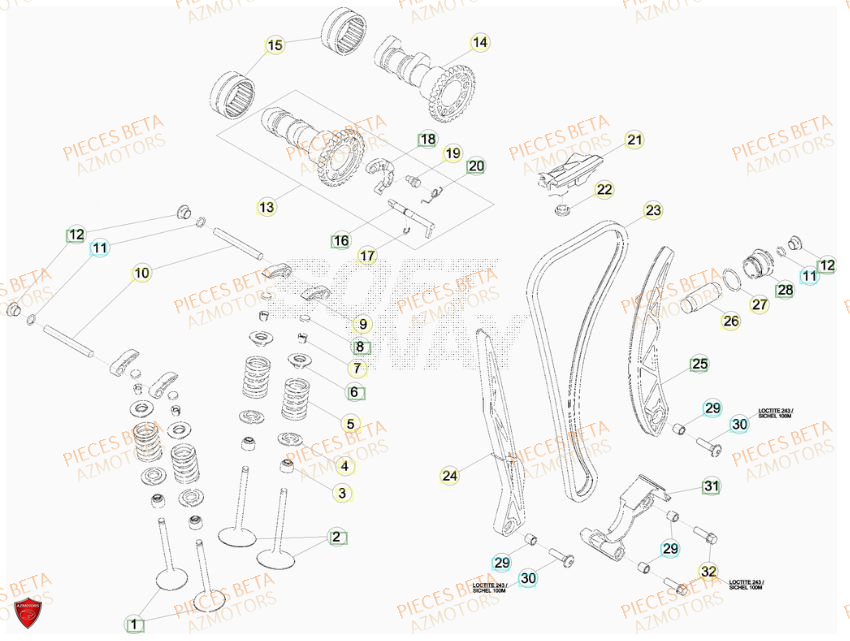 Distribution AZMOTORS PiÃ¨ces BETA RR 520CC FACTORY 4T - [2011]