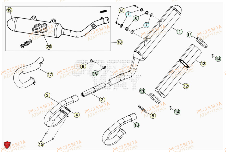 Echappement AZMOTORS PiÃ¨ces BETA RR 520CC FACTORY 4T - [2011]