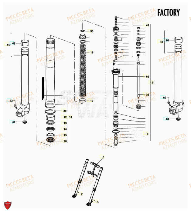 Fourche Du No Serie 0300378 A 0300396 AZMOTORS PiÃ¨ces BETA RR 520CC FACTORY 4T - [2011]