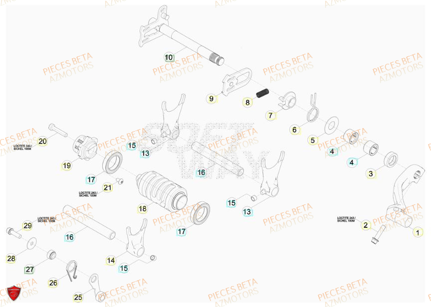 Selecteur De Vitesses AZMOTORS PiÃ¨ces BETA RR 520CC FACTORY 4T - [2011]