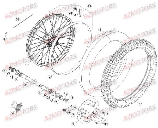Roue Avant AZMOTORS PiÃ¨ces Beta RR 4T 350 Enduro - 2015