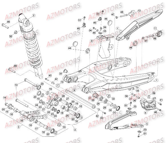 Suspension Arriere AZMOTORS PiÃ¨ces Beta RR 4T 350 Enduro - 2015