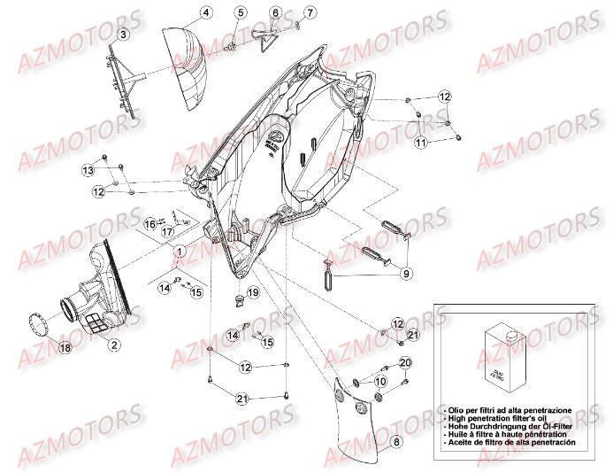 Boitier Du Filtre AZMOTORS PiÃ¨ces Beta RR 4T 390 Enduro - 2015