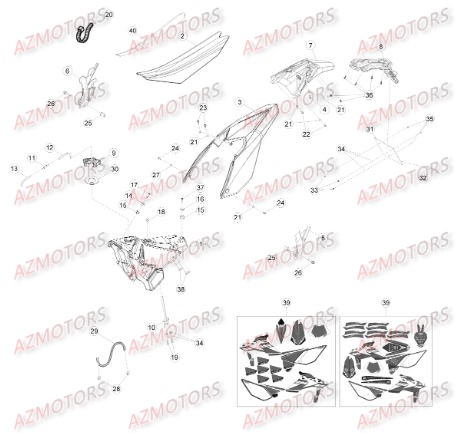Carenages Reservoir Selle AZMOTORS PiÃ¨ces Beta RR 4T 390 Enduro - 2015