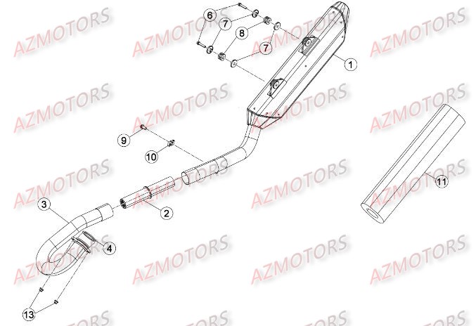 Echappement AZMOTORS PiÃ¨ces Beta RR 4T 390 Enduro - 2015