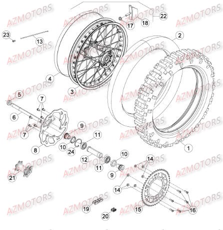 Roue Arriere AZMOTORS PiÃ¨ces Beta RR 4T 390 Enduro - 2015