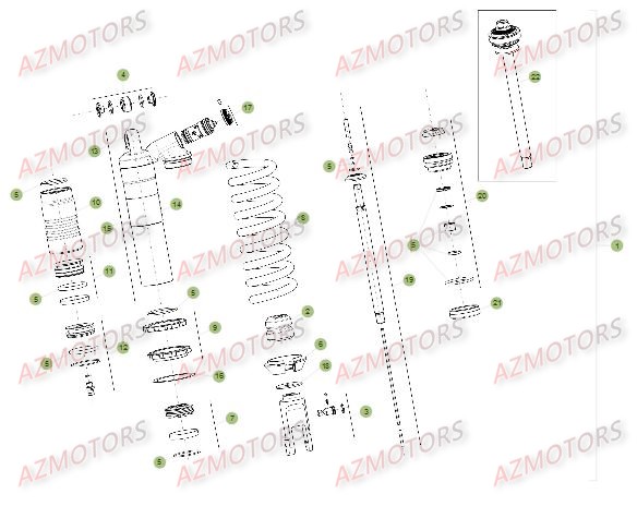 Suspension Arriere 2 AZMOTORS PiÃ¨ces Beta RR 4T 390 Enduro - 2015