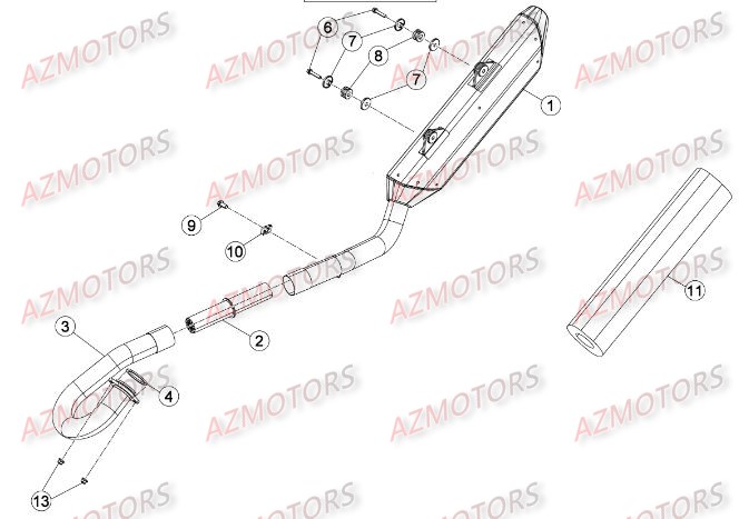 Echappement AZMOTORS PiÃ¨ces Beta RR 4T 430 Enduro - 2015