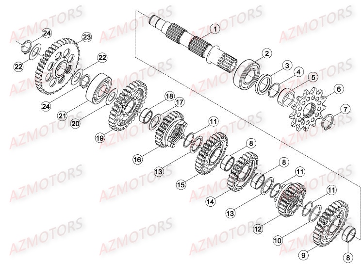 Boite A Vitesses 2 AZMOTORS Pieces BETA RR RACING 2T 250 - [2015]