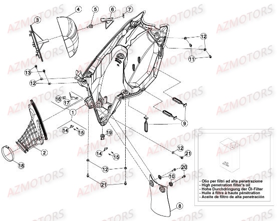 Boitier Du Filtre AZMOTORS Pieces BETA RR RACING 2T 250 - [2015]