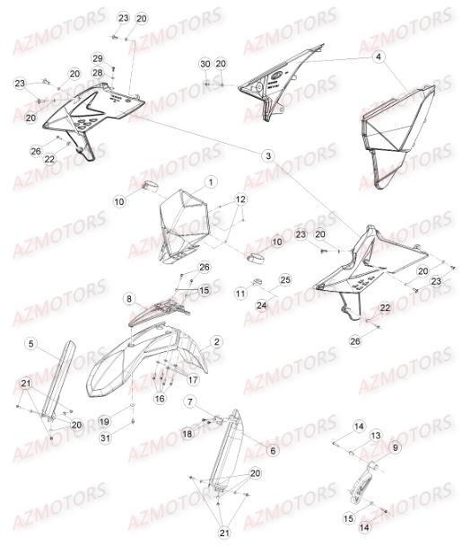 Carenages Avant AZMOTORS Pieces BETA RR RACING 2T 250 - [2015]