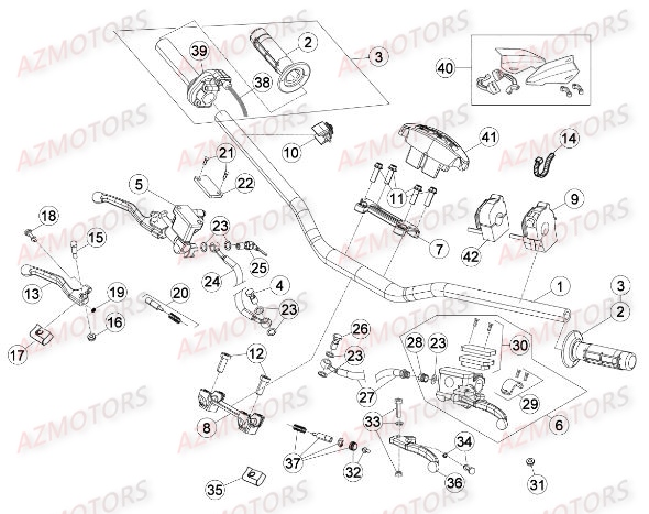 Commandes Guidon AZMOTORS Pieces BETA RR RACING 2T 250 - [2015]
