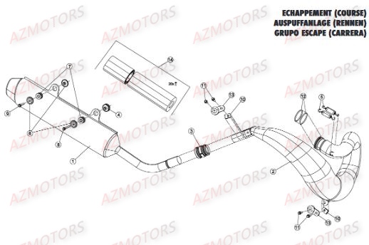 Echappement Version Competition AZMOTORS Pieces BETA RR RACING 2T 250 - [2015]