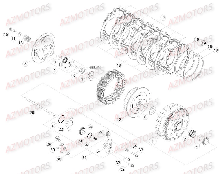 Embrayage AZMOTORS Pieces BETA RR RACING 2T 250 - [2015]