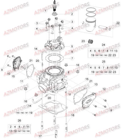 Cylindre AZMOTORS Pieces BETA RR RACING 2T 250 - [2016]