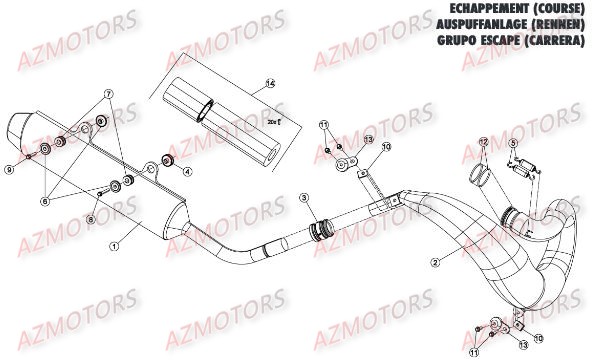 Echappement Version Competition AZMOTORS Pieces BETA RR RACING 2T 250 - [2016]