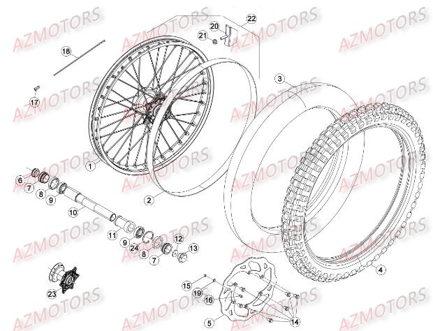 Roue Avant AZMOTORS Pieces BETA RR RACING 2T 250 - [2016]